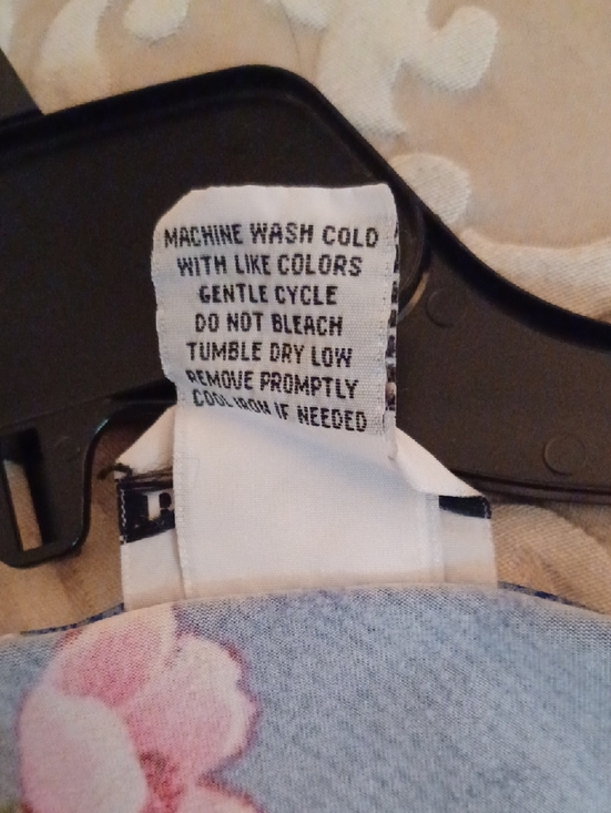 Bon Worth Blue Floral 3/4  Sleeve Top with Pink Flowers - Picture 6 of 6